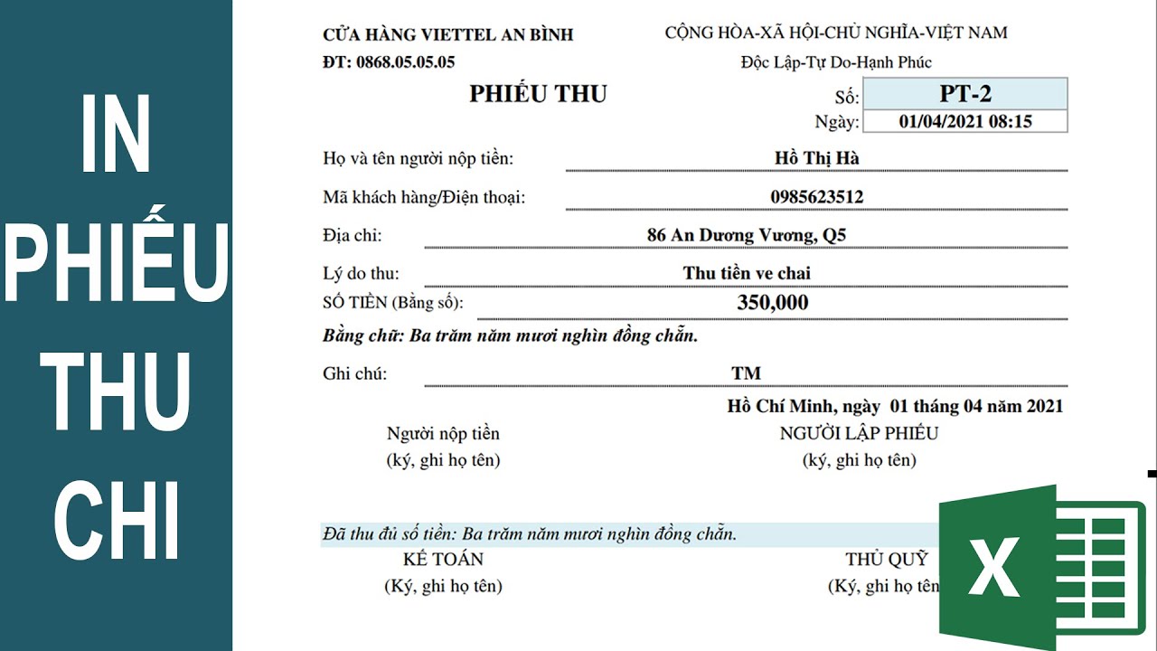 Hướng dẫn tạo in phiếu thu, chi tiền mặt trên Excel [Full 80 phút] - YouTube