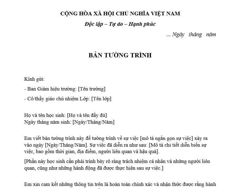 Mẫu báo cáo sinh viên mới nhất 2024 như thế nào?  Làm thế nào để viết báo cáo để học sinh tham khảo?