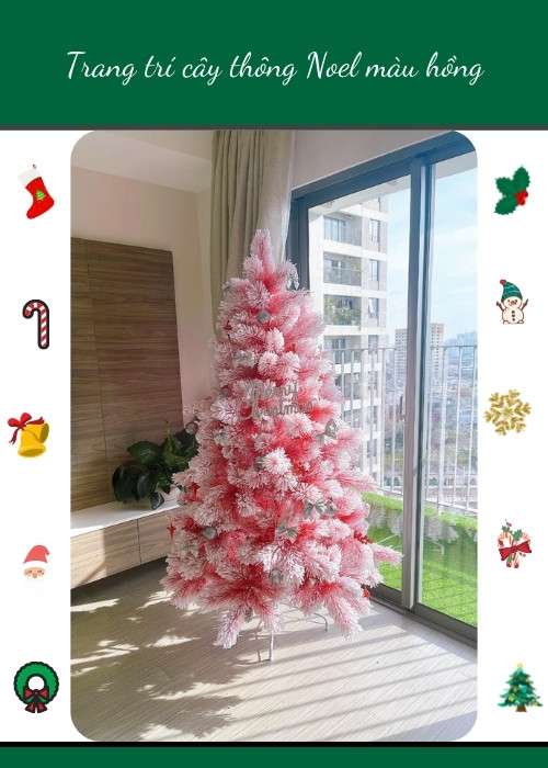 Trang trí cây thông Noel màu hồng