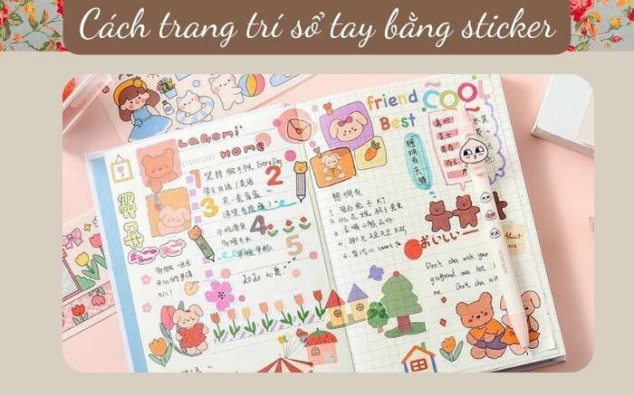 Cách trang trí sổ tay bằng nhãn dán