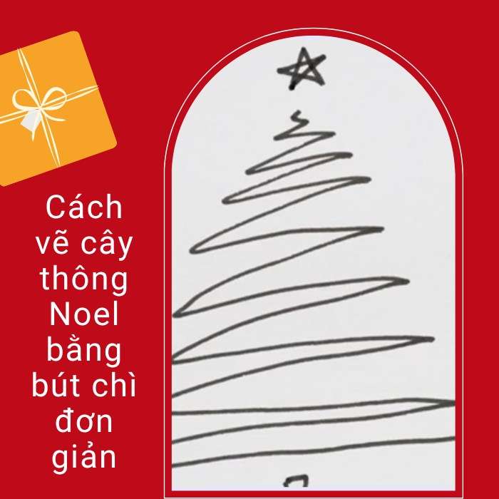 Cách vẽ cây thông Noel bằng bút chì đơn giản