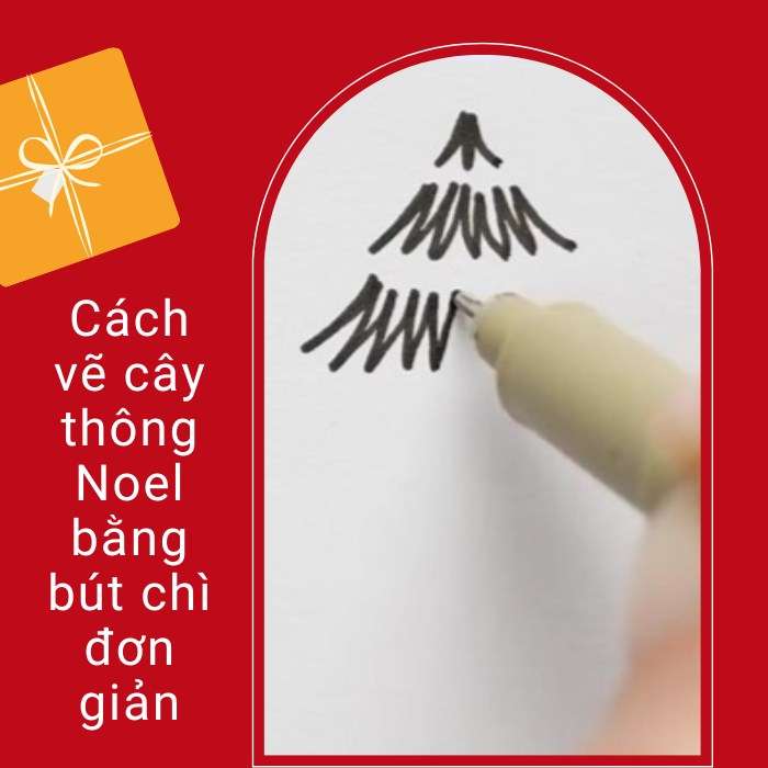 Cách vẽ cây thông Noel bằng bút chì đơn giản