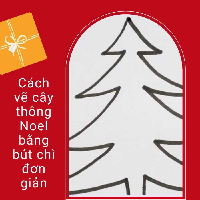 Cách vẽ cây thông Noel bằng bút chì đơn giản