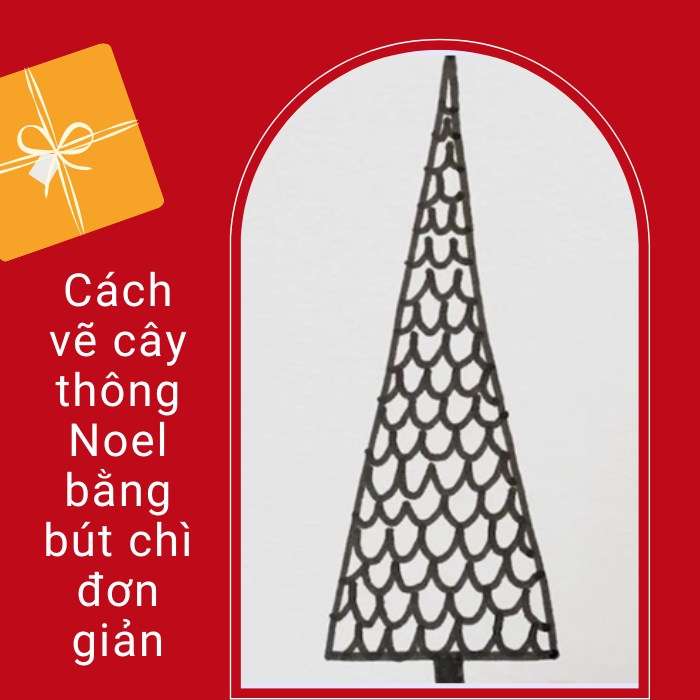 Cách vẽ cây thông Noel bằng bút chì đơn giản