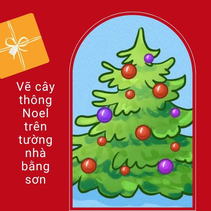 Sử dụng sơn để vẽ cây thông Noel lên tường nhà bạn