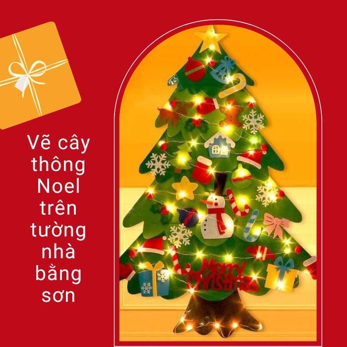 Sử dụng sơn để vẽ cây thông Noel lên tường nhà bạn