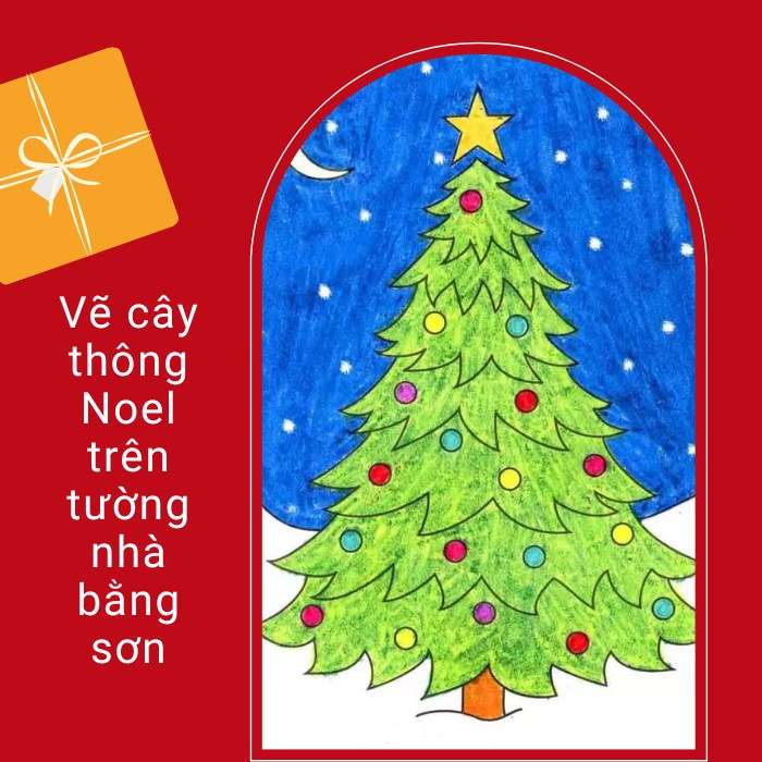 Sử dụng sơn để vẽ cây thông Noel lên tường nhà bạn