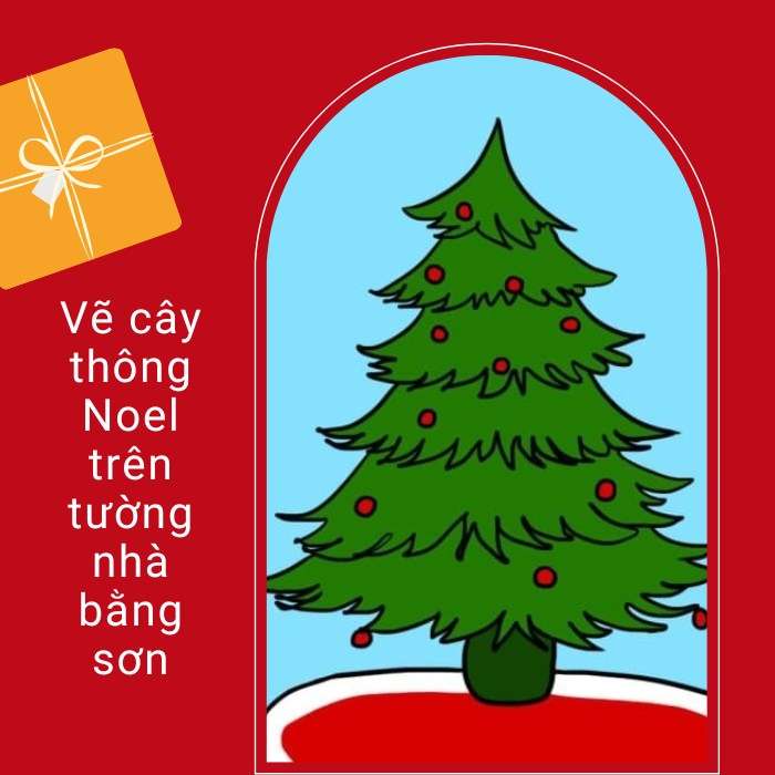 Sử dụng sơn để vẽ cây thông Noel lên tường nhà bạn