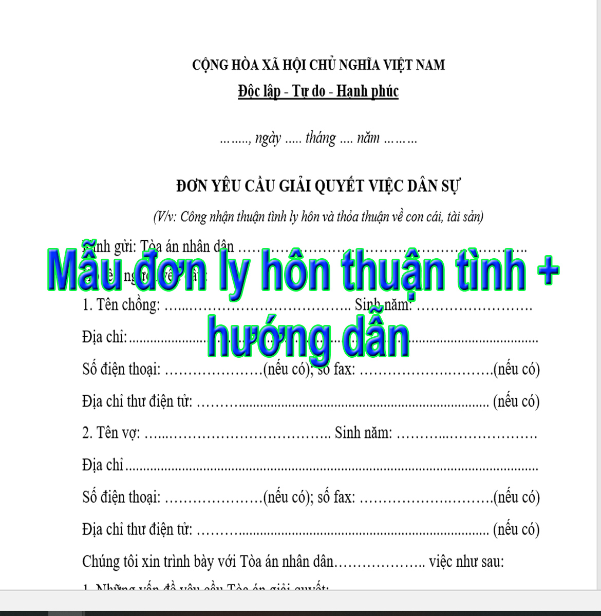 02 Mẫu đơn ly hôn không tranh chấp/Đơn phương ly hôn 2023 |  lazada.vn