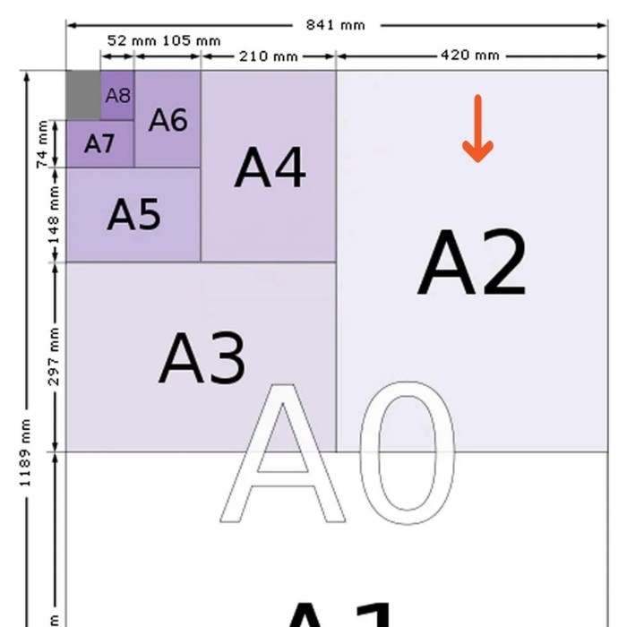 Khổ giấy A2 hoặc A4 lớn hơn