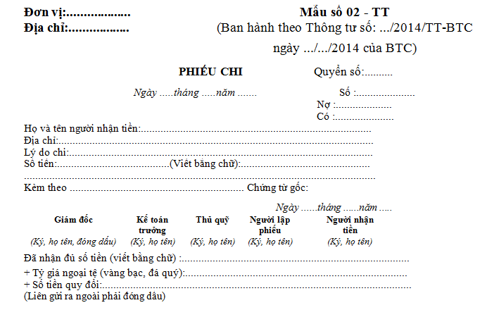 Quy định về chứng từ thanh toán theo Thông tư 200/2014/TT-BTC