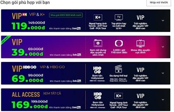 tài khoản vieon vip miễn phí 3