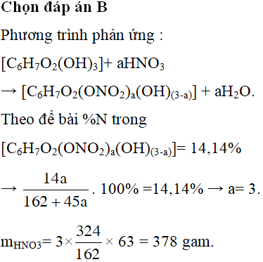 Xenlulozơ tác dụng với HNO3 cho ra sản phẩm trong đó có 1