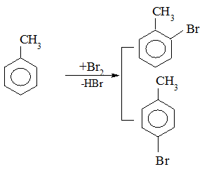 Toluen phản ứng với Cl2 trong ánh sáng theo tỷ lệ mol là 11 để tạo ra chất hữu cơ?