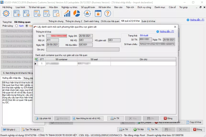 Nhận và in mã vạch tờ khai hải quan qua phần mềm ecu