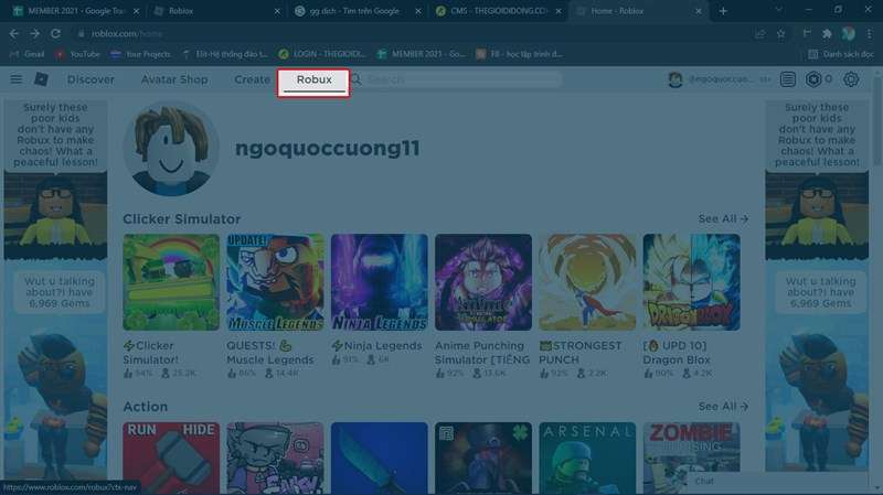 Nạp tiền Roblox bằng thẻ ghi nợ