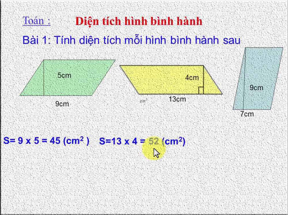 Công thức tính chu vi và diện tích hình bình hành