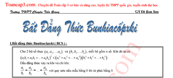 Bất đẳng thức Bunhiacopxki và ứng dụng