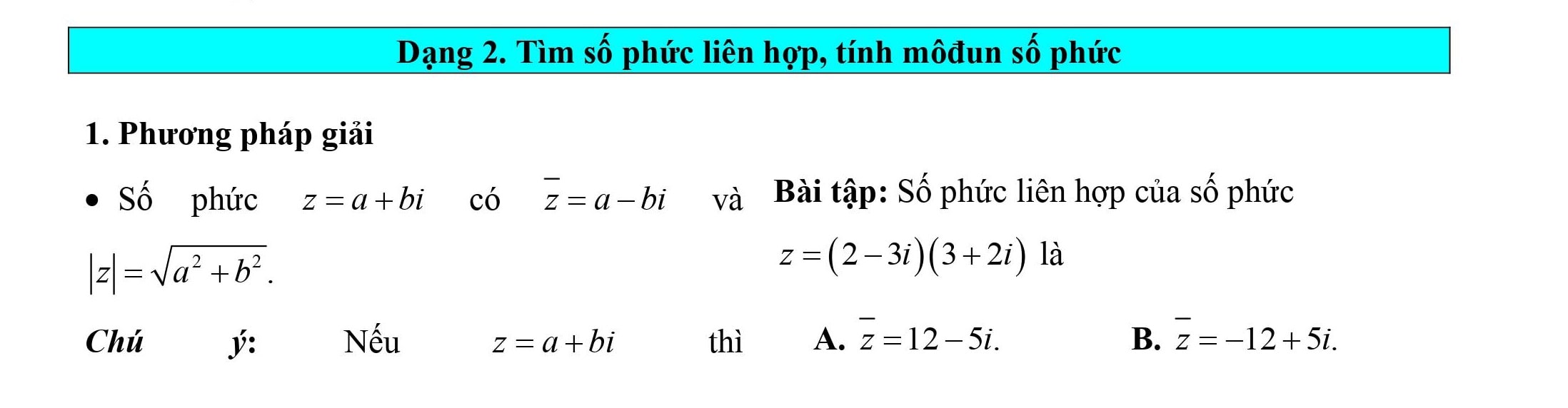 Cách tìm số phức liên hợp