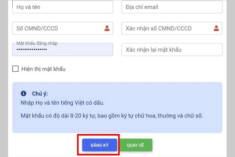 Cách đăng ký thi đánh giá năng lực 3