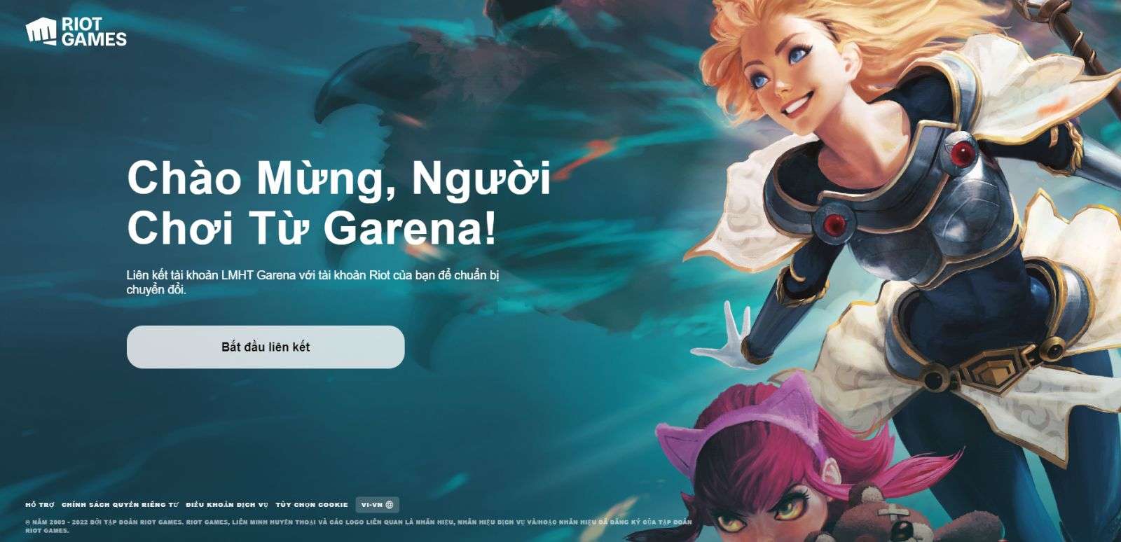 Liên kết tài khoản Liên Minh Huyền Thoại của bạn từ Garena với Riot Games