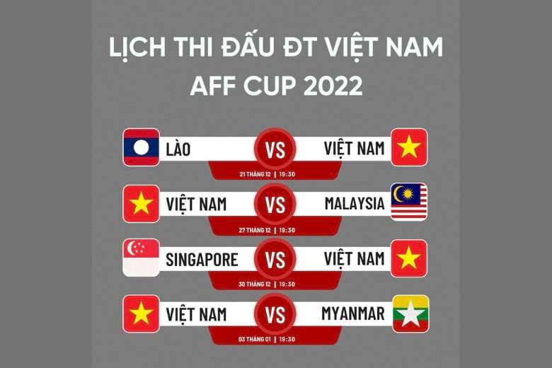 Lịch thi đấu của đội tuyển Việt Nam Cúp ASEAN 2022