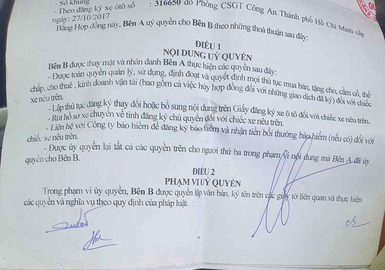 Tôi có thể ủy quyền và chuyển quyền sở hữu xe cho mình được không? | Tư vấn đăng ký xe | otosaigon